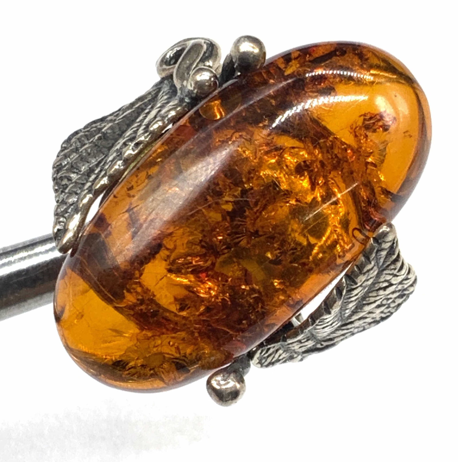 Vintage STERLING SILVER Amber Statement Ring (1 of 11)