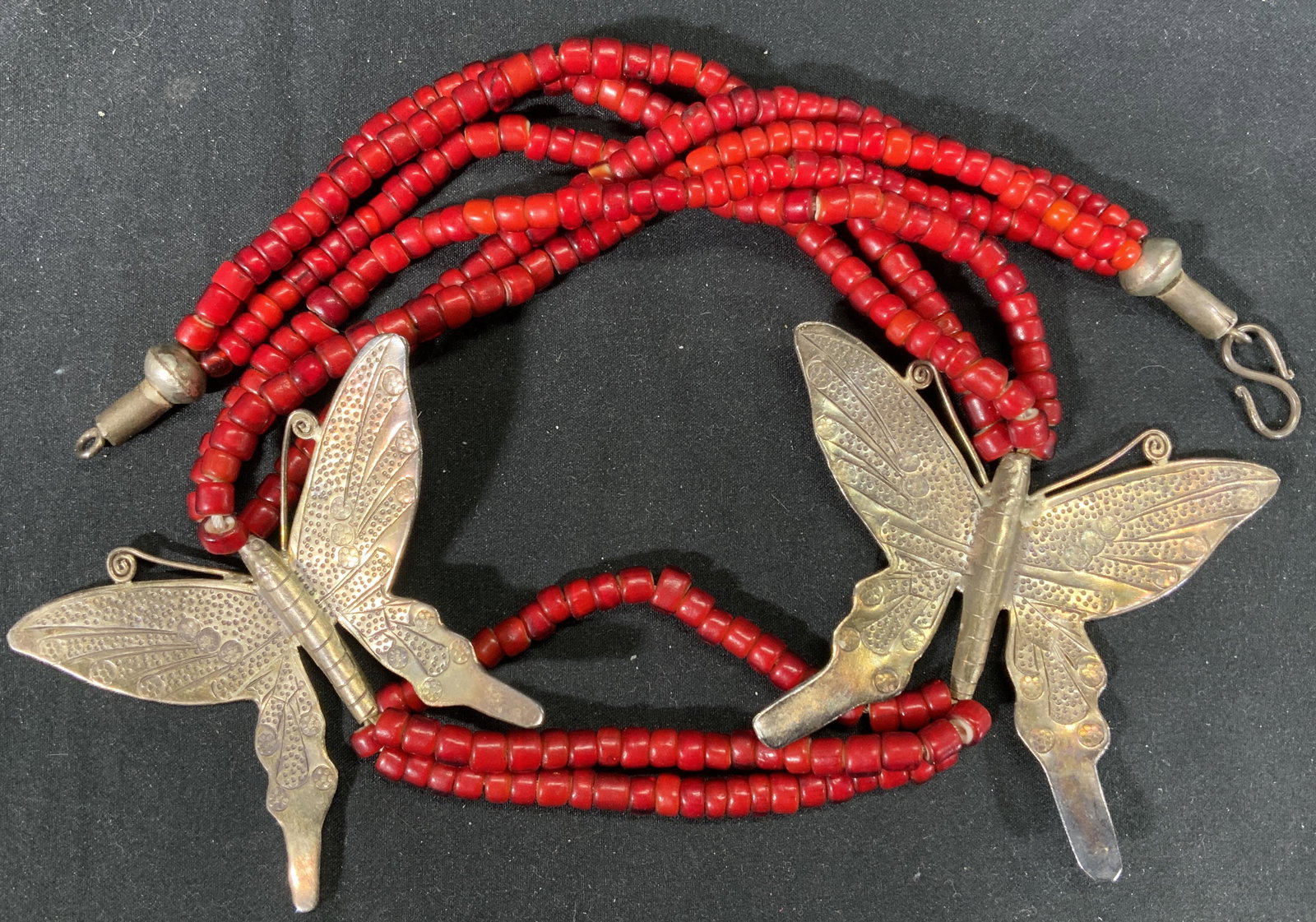 Multi Strand STERLING Butterfly Pendant Necklace (1 of 4)