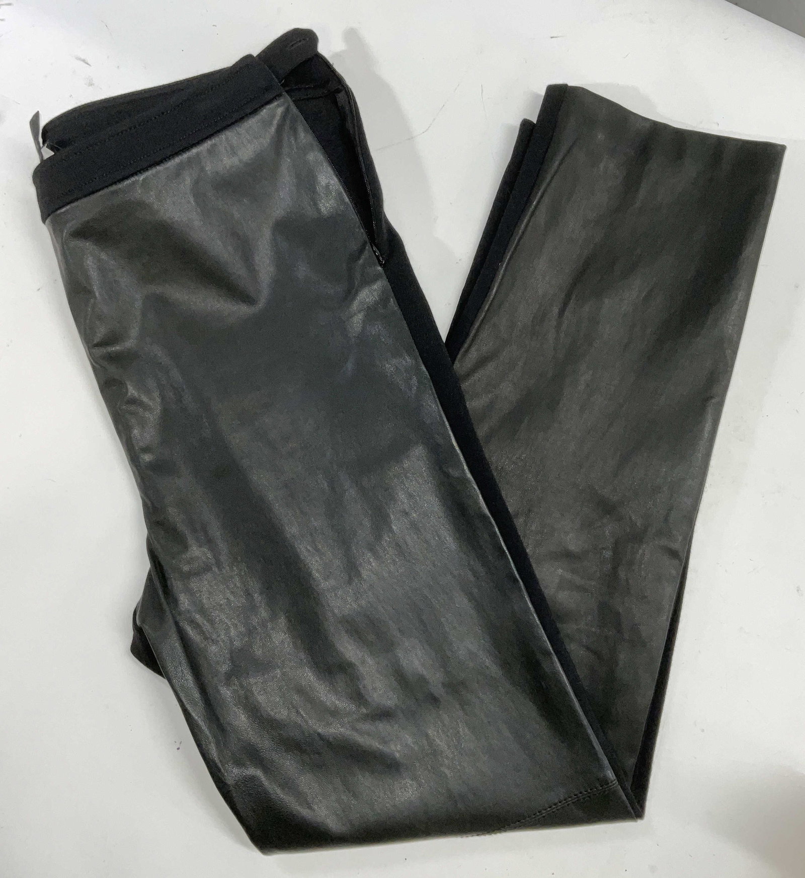 St. John Leather & Wool Black Slacks, USA (1 of 4)
