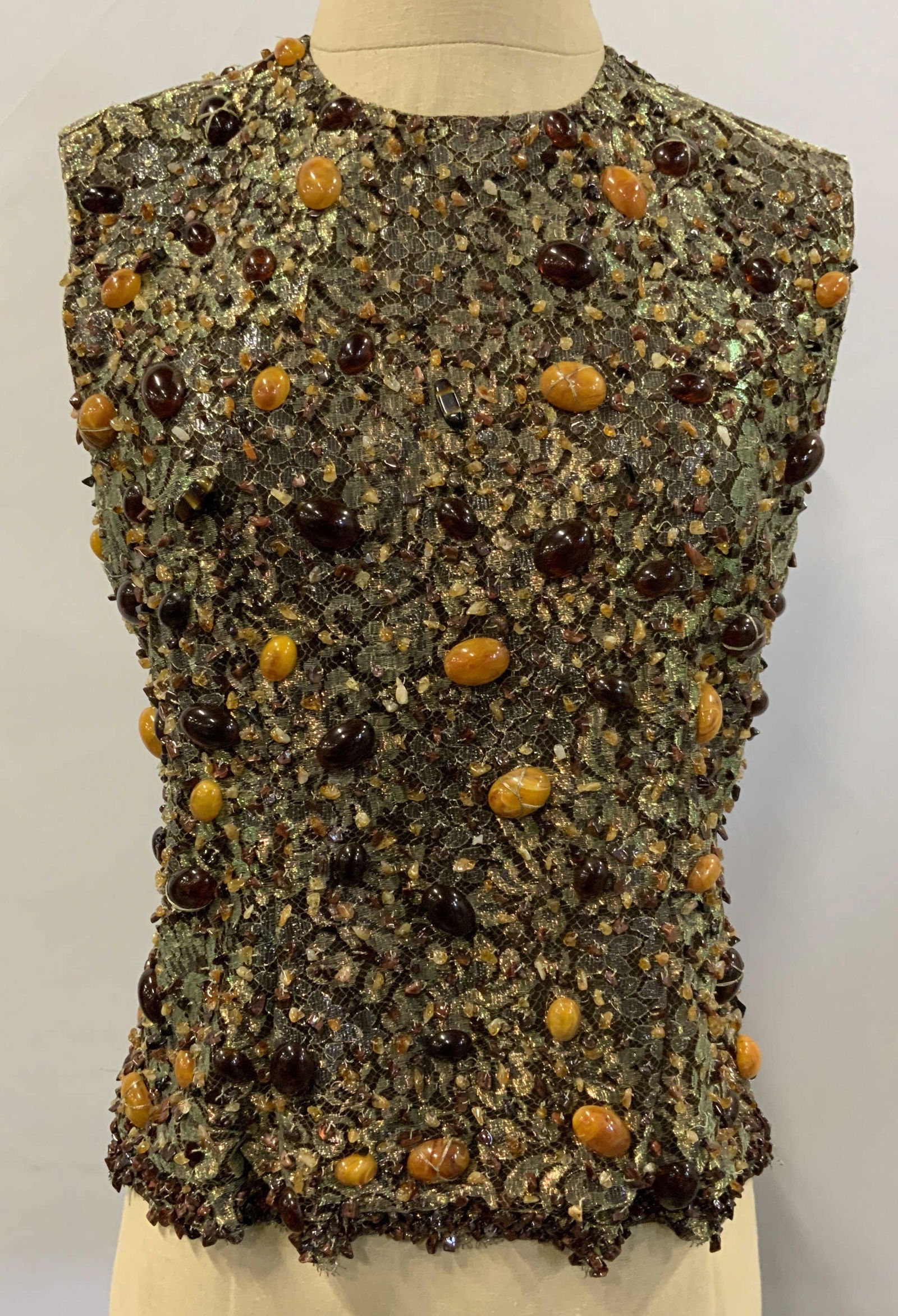 GUCCI Runway Sleeveless Beaded Lace Top (1 of 6)