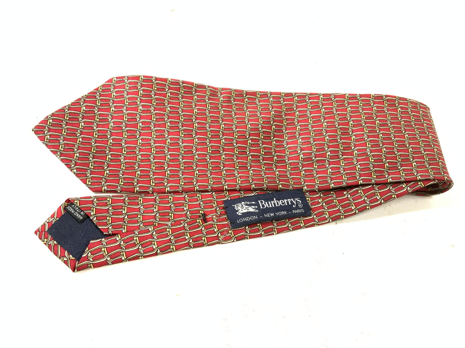 Vintage BURBERRY Red Printed Silk Tie (1 of 4)