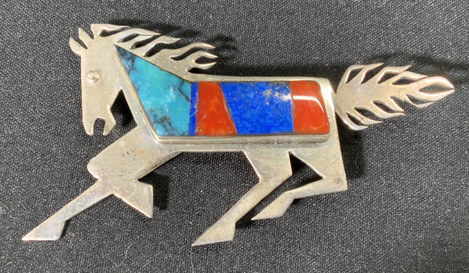 Signed STERLING SILVER Enameled Horse Brooch (1 of 4)