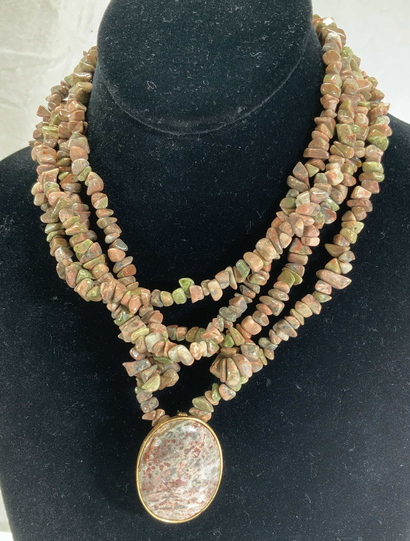 2 UNIKITE Chip Necklaces w Jasper Pendant, 3 pcs (1 of 5)