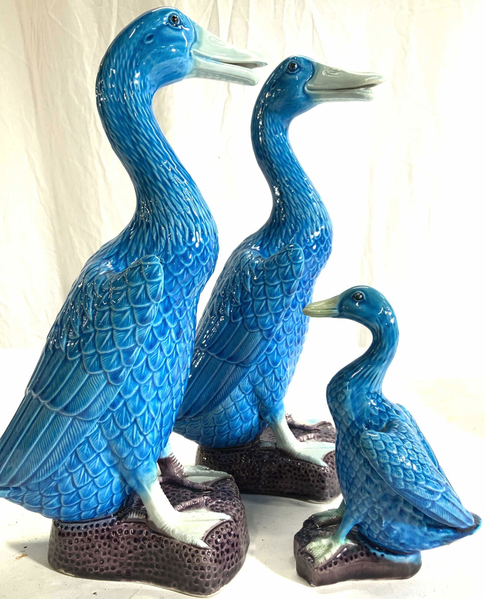 Set 3 Glazed Porcelain Chinoiserie Duck Figurals (1 of 7)