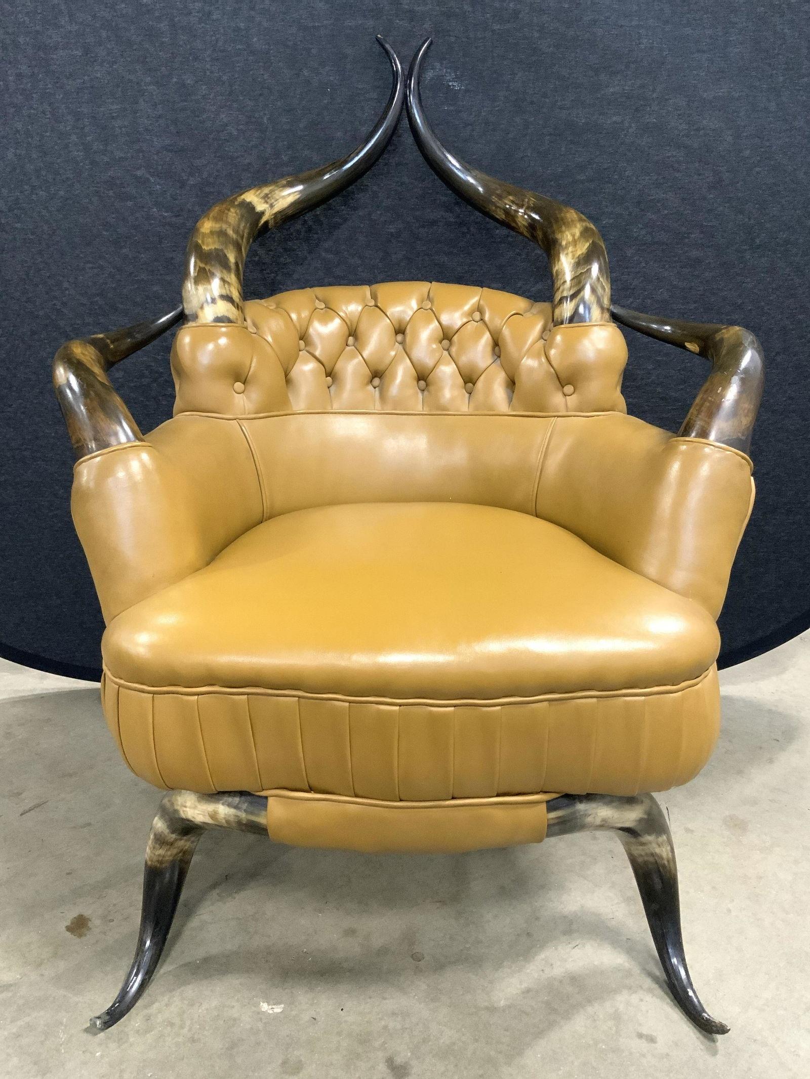 Antique Throne Like Horn & Leather Armchair (1 of 10)
