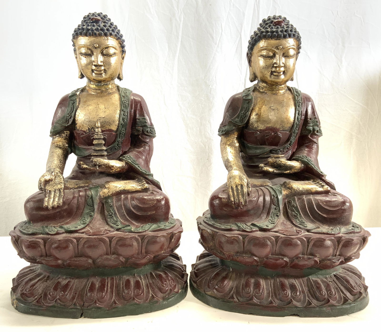 Vintage Pair Iron Buddha Statuaries (1 of 10)