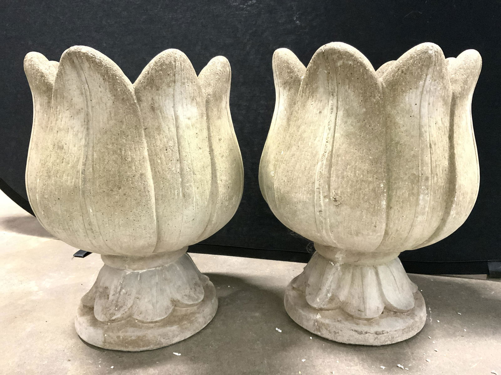 Pair Cement Tulip Planters (1 of 10)