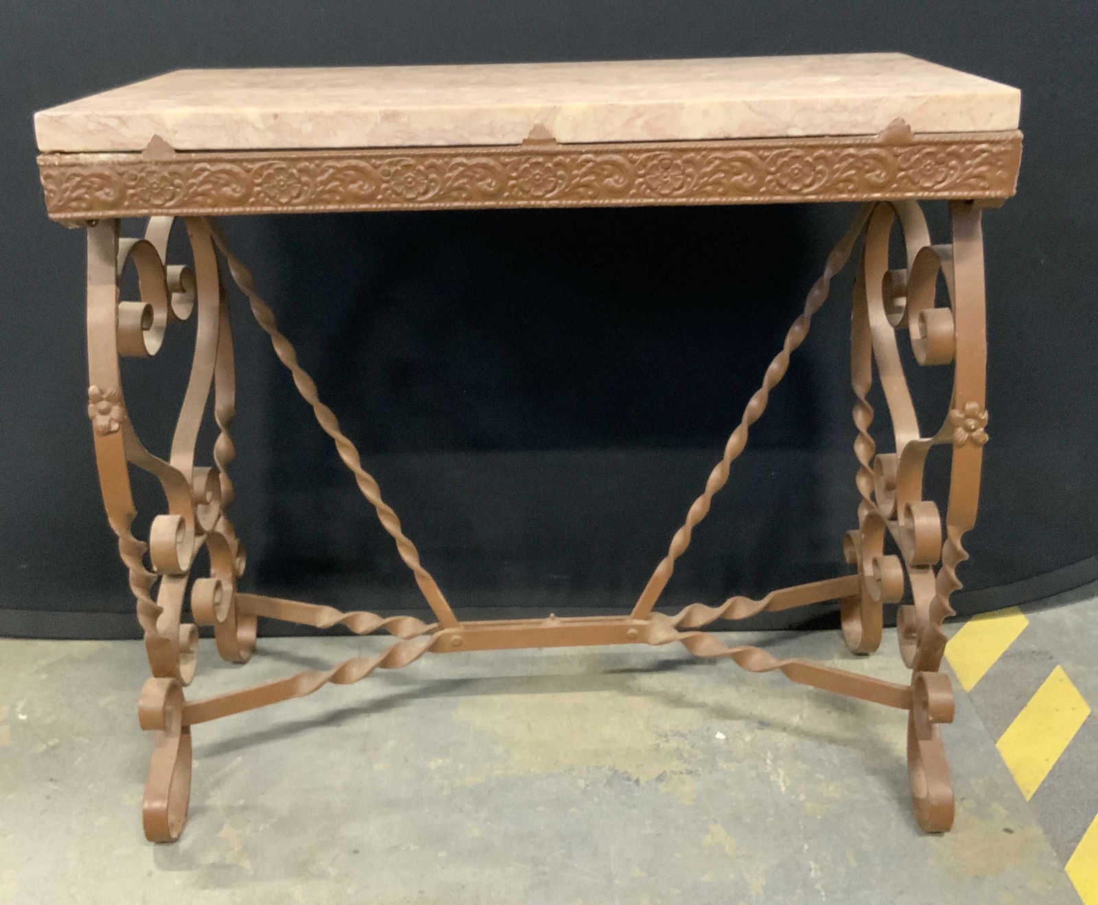 Vintage Pink Marble Topped Iron Side Table (1 of 15)