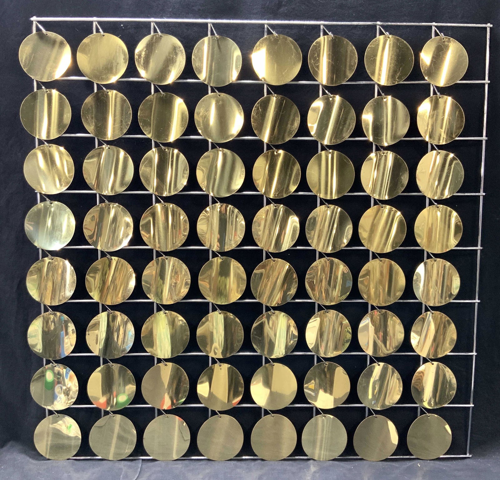 Xl SGD CURTIS JERE Brass Disc Grid Sculpture 1994 (1 of 11)