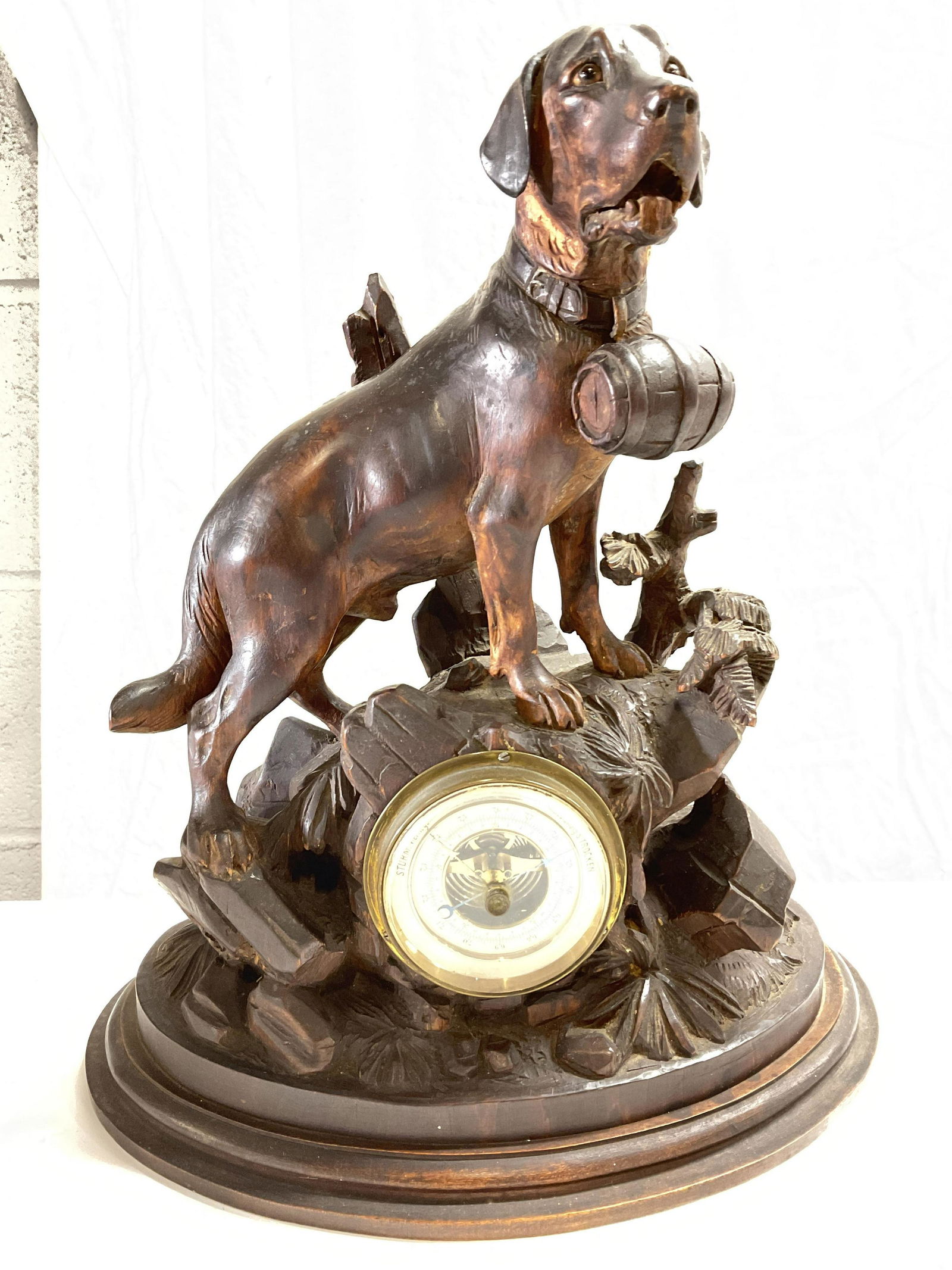 Black Forest Carved Sculpture W Barometer (1 of 9)