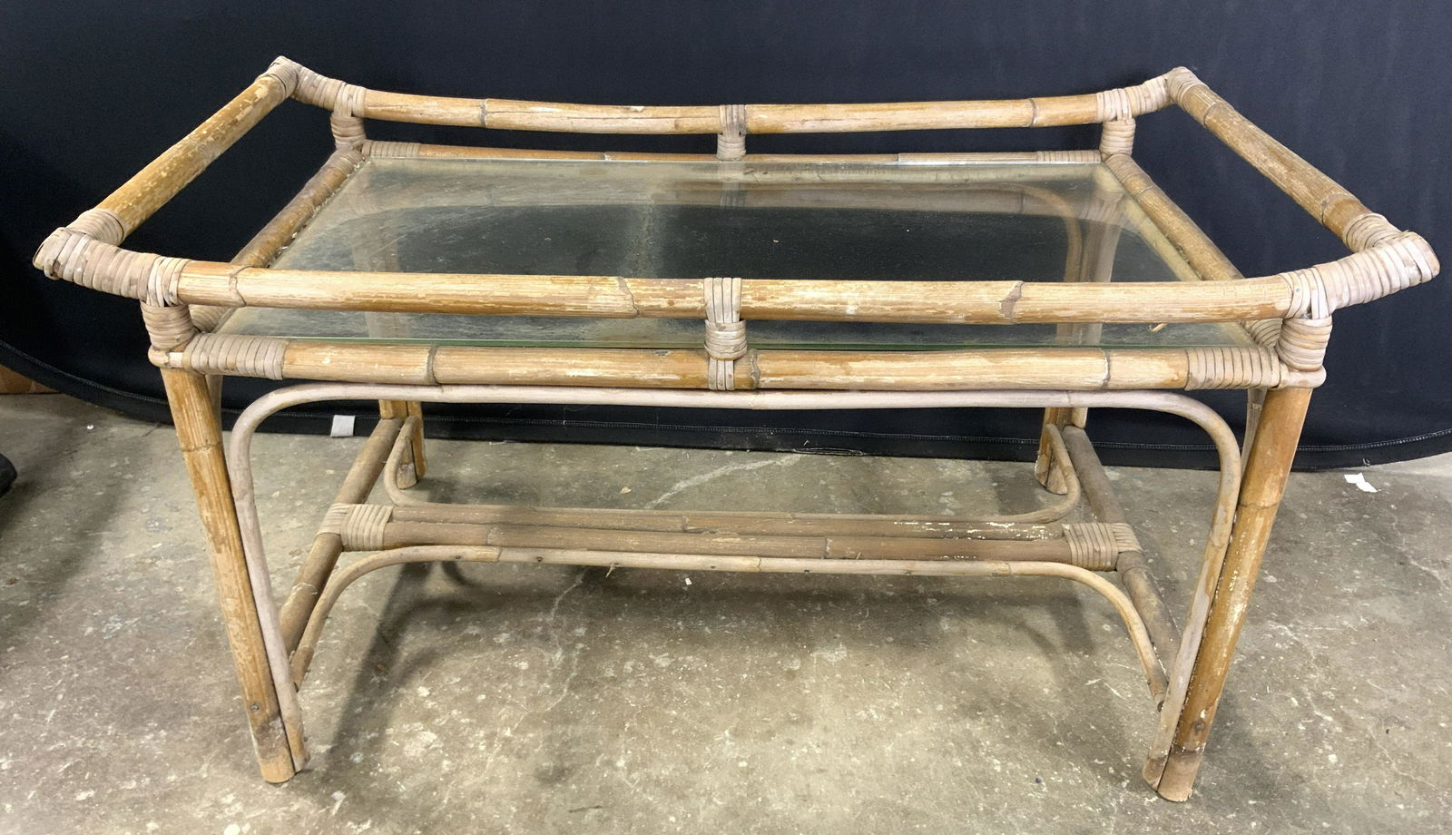 Bamboo Style Coffee Table W Glass Top (1 of 10)