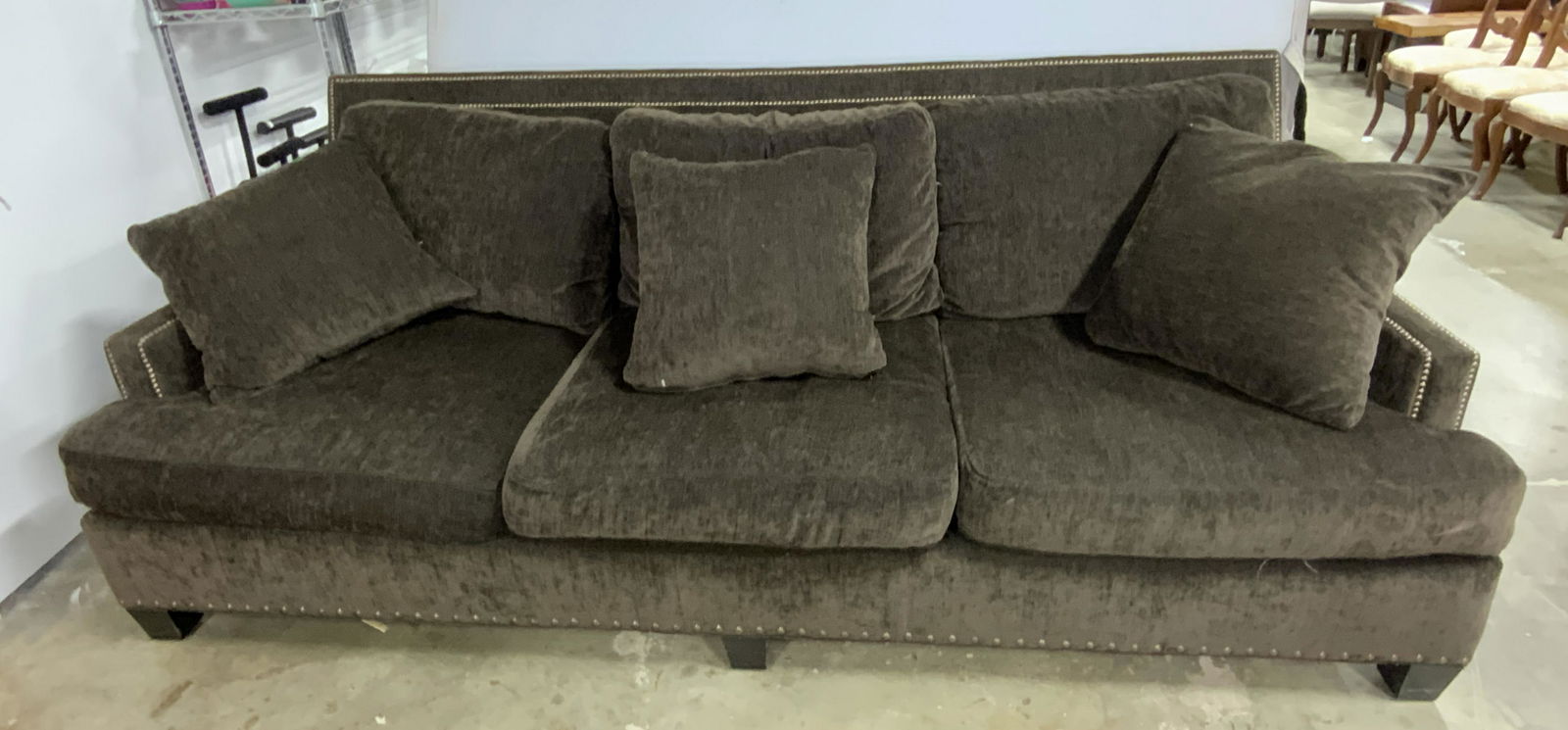 LILLIAN AUGUST Brown Upholstered Nailhead Sofa (1 of 14)