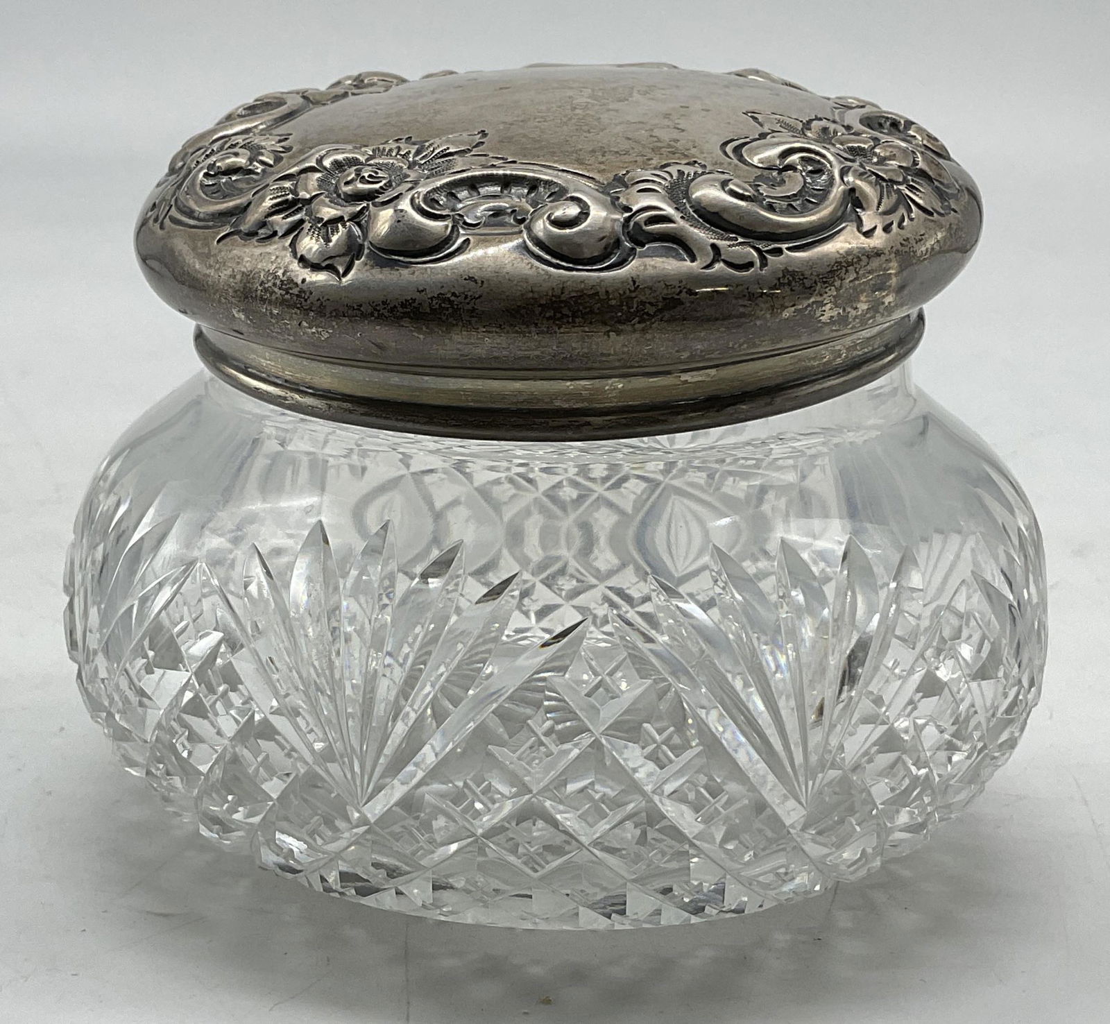 Antique Sterling & Cut Crystal Dresser Jar (1 of 4)