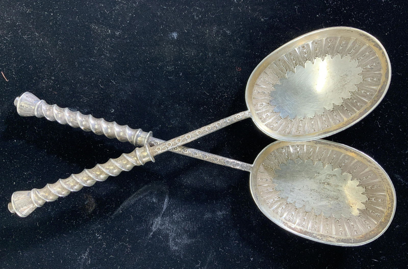 Pair RM EH Antique Sterling Silver Serving Spoons (1 of 8)