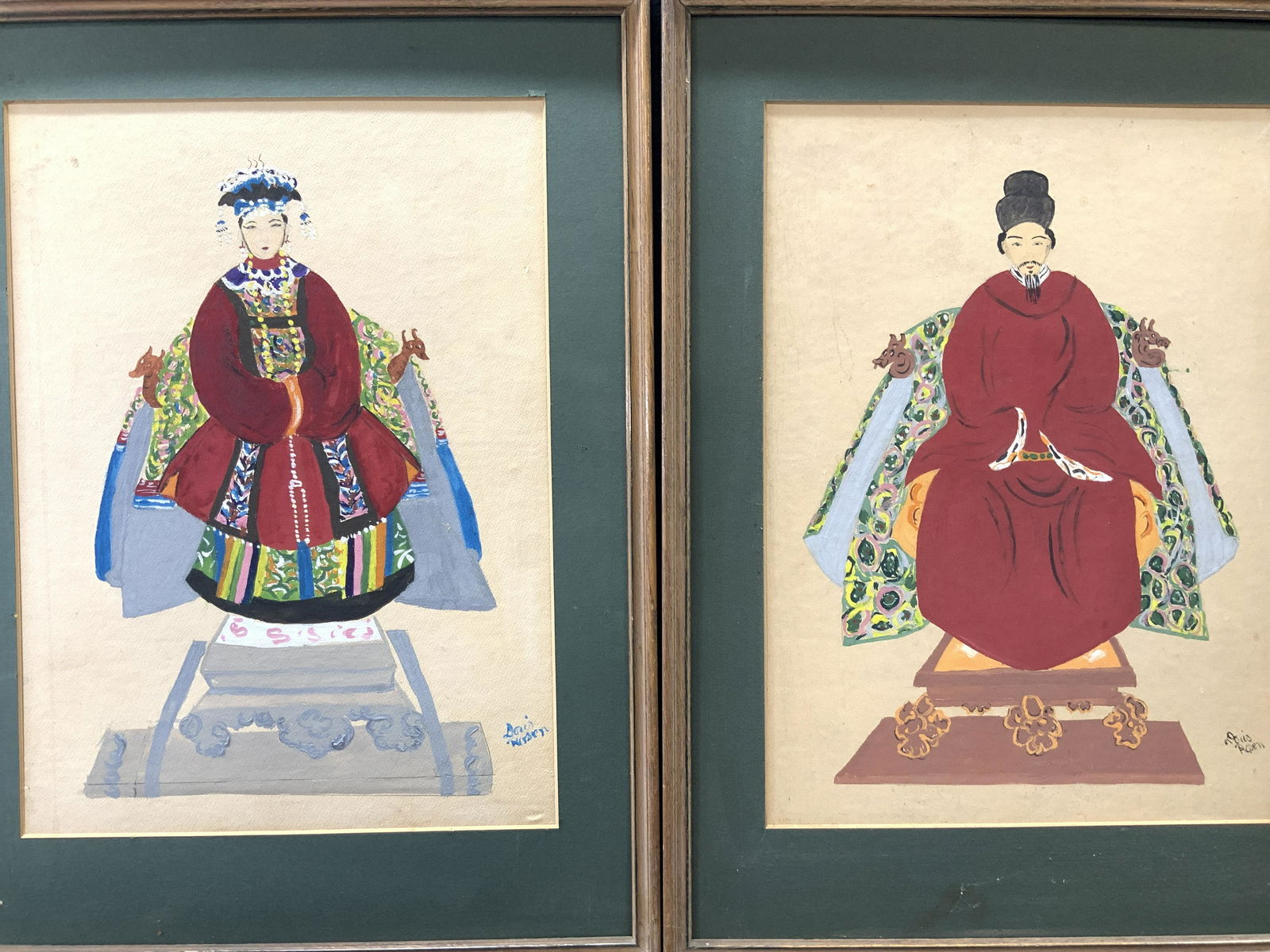 Pair Signed Asian Chinese Ancestor Portraits (1 of 13)