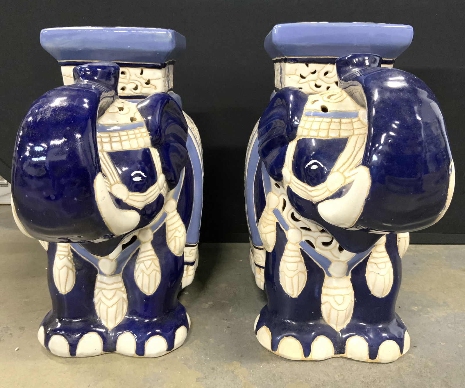 Pr Painted Asian Porcelain Elephant Garden Stools (1 of 10)