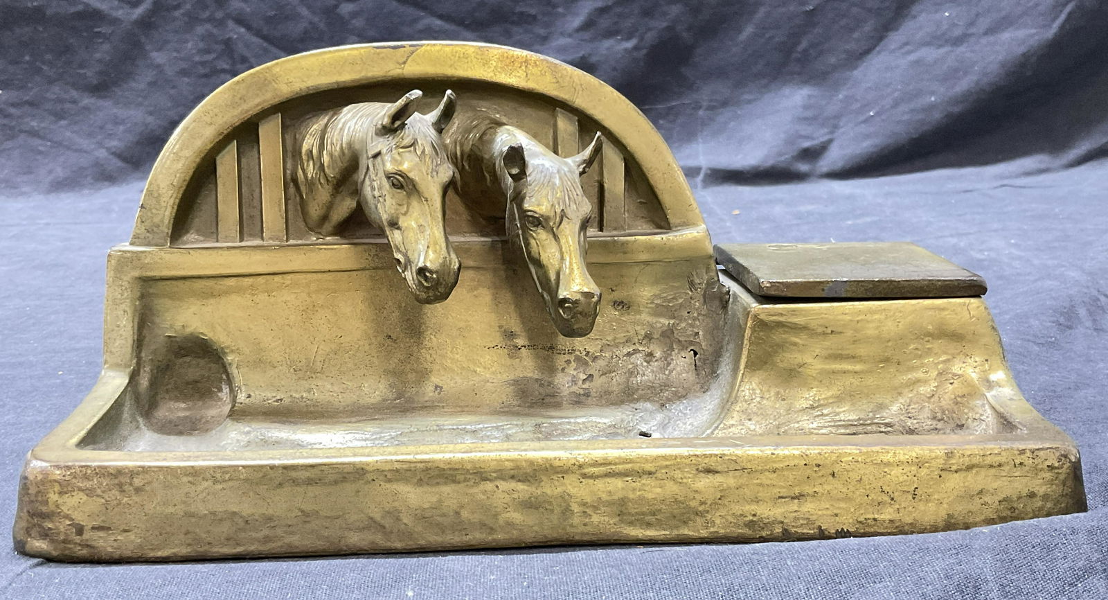 Bronze Inkwell W Horse Figurals (1 of 8)