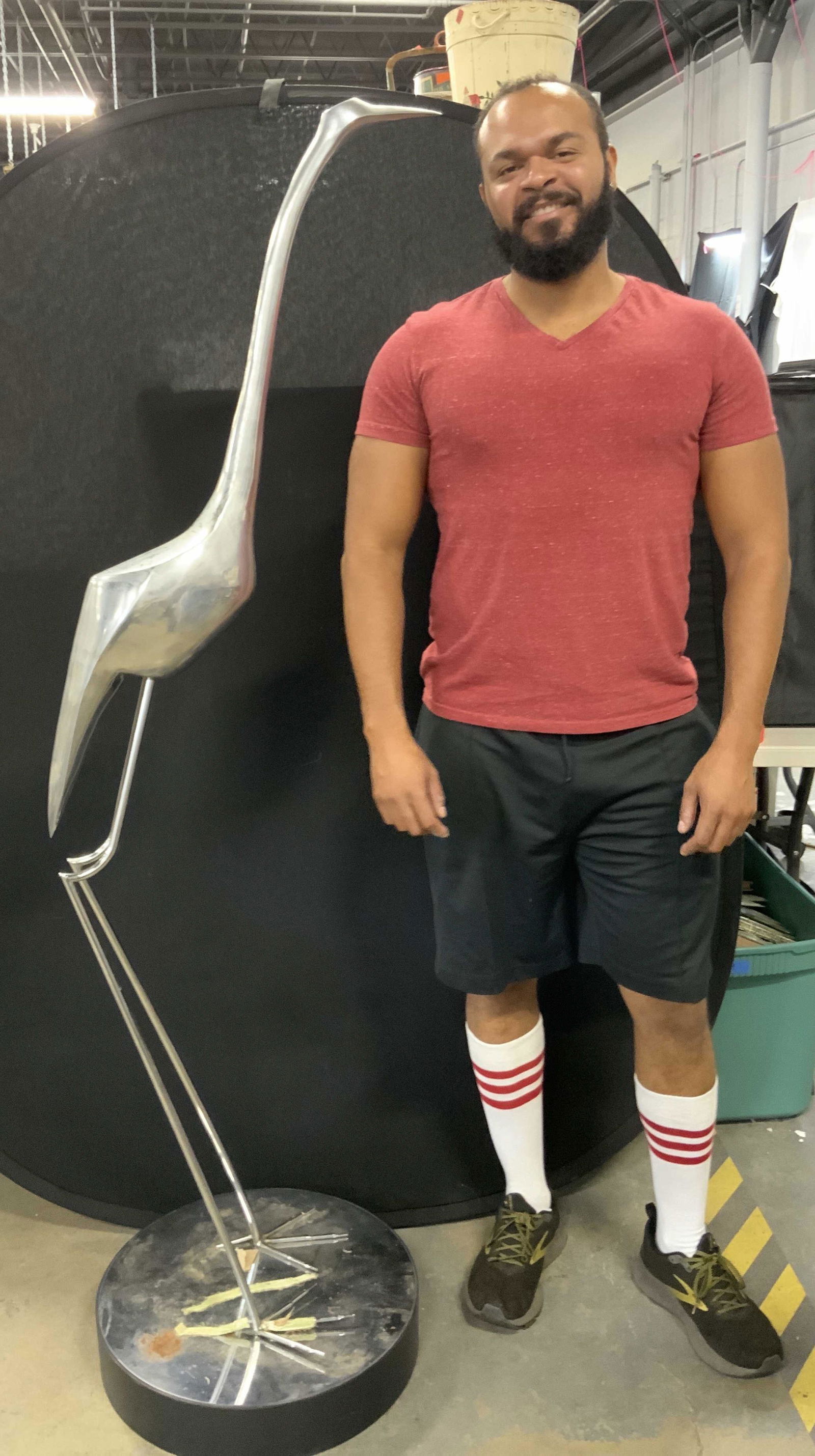 CURTIS JERE Life Sized Chrome Crane Sculpture (1 of 15)