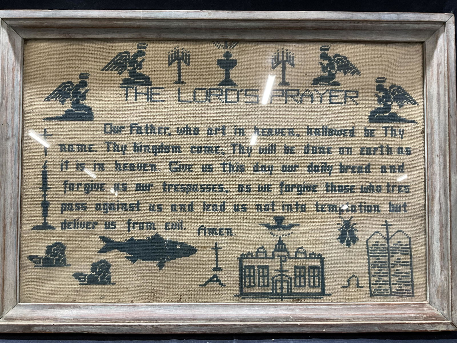 Needle Point Sampler, The Lords Prayer (1 of 8)