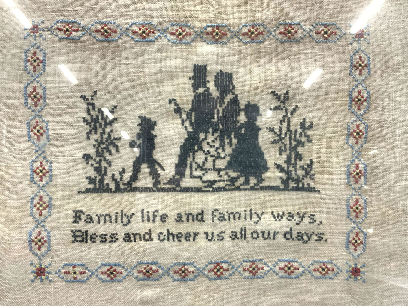 VNTG Cross Stitch On Linen Illustrated Sampler (1 of 9)