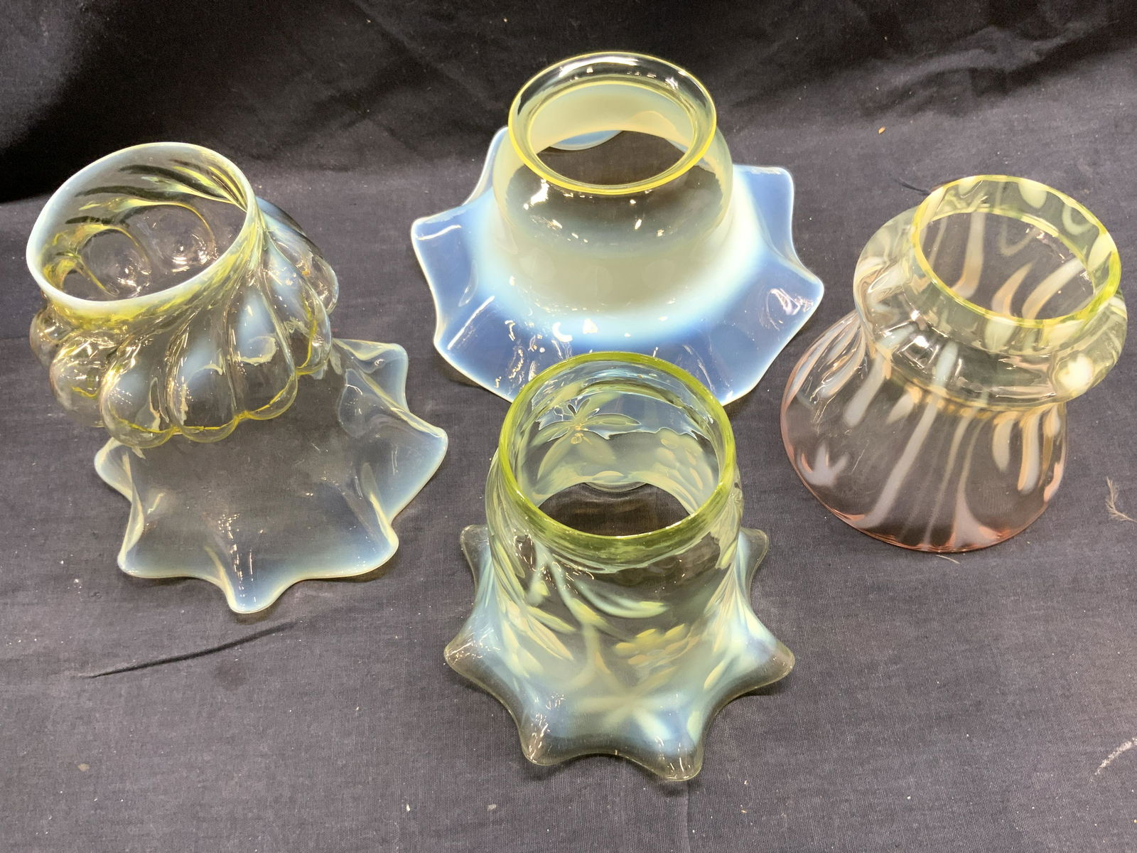English Arts & Crafts Vaseline Glass Shades (1 of 8)