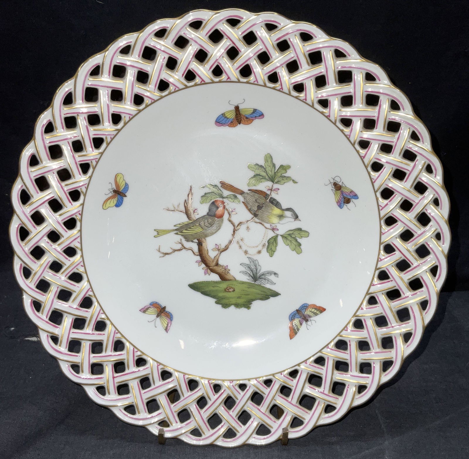 Hand Painted HEREND Woven Porcelain Dish Decor (1 of 5)