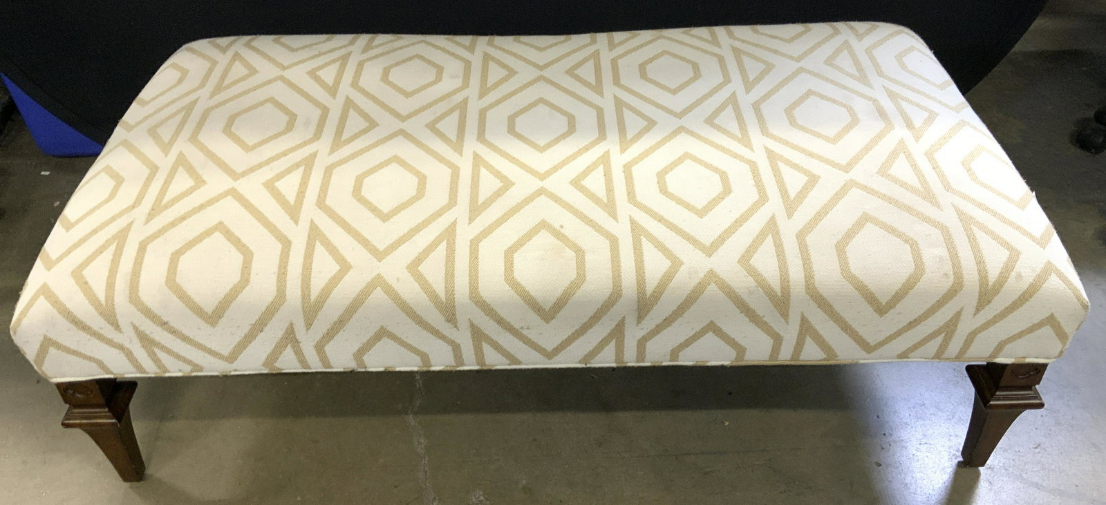 Upholstered Ottoman W Carved Wooden Feet (1 of 10)