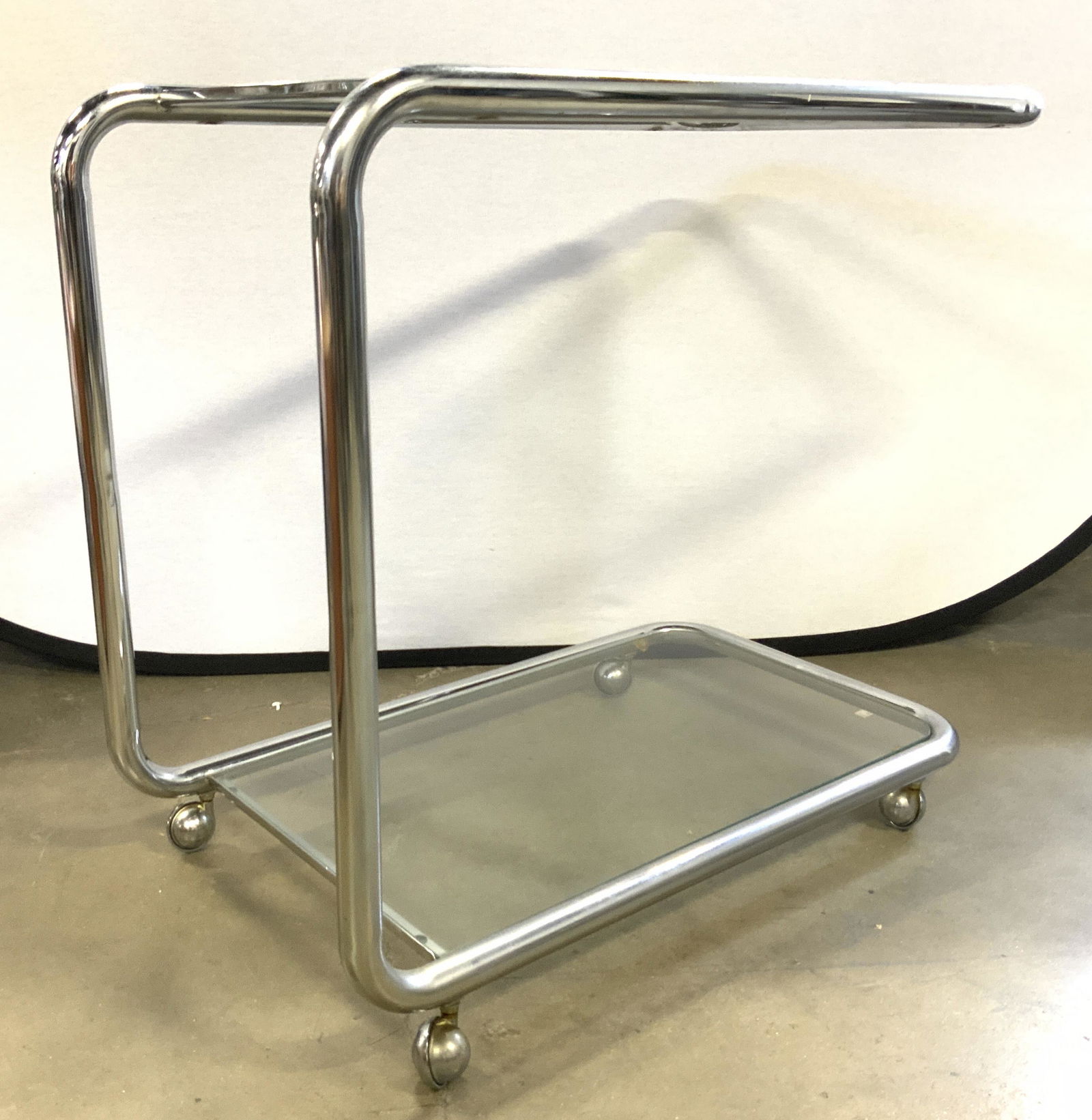 1970s Tubular Chrome 2 Tier Bar Cart On Casters (1 of 10)