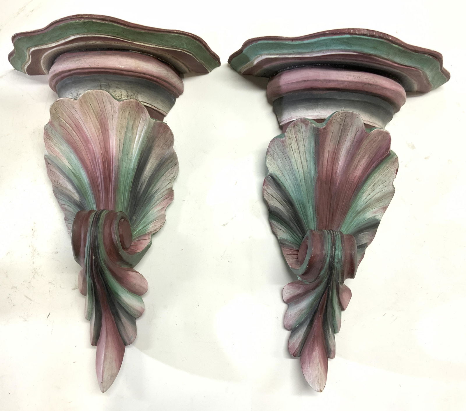 Pr Hand Crafted Wooden Shell Style Wall Shelves (1 of 8)