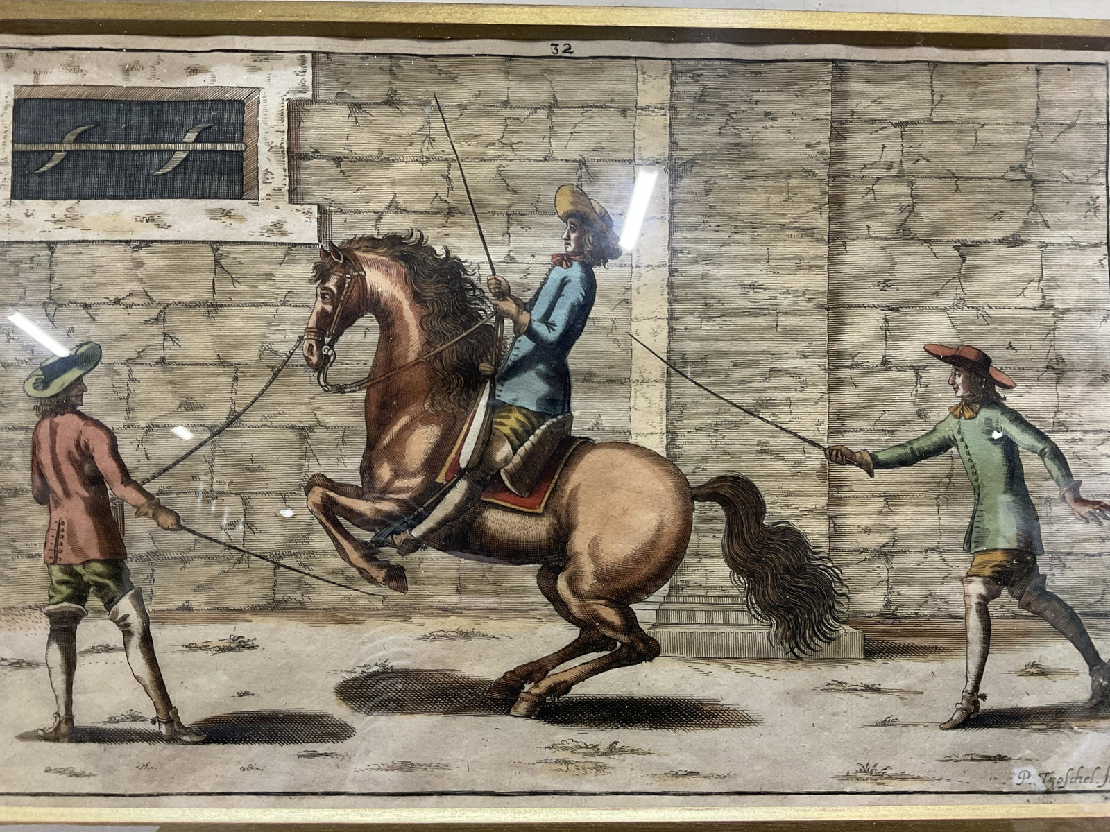 P. TROSCHEL ANTQ Hand Colored Equestrian Engraving (1 of 8)