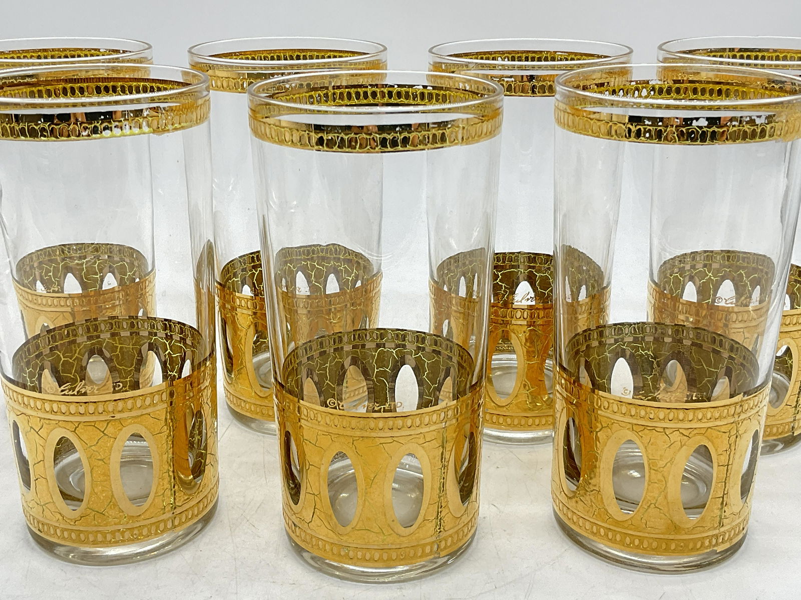 Culver Antigua 7 Pc. Highball Glasses, 22K Gold (1 of 8)