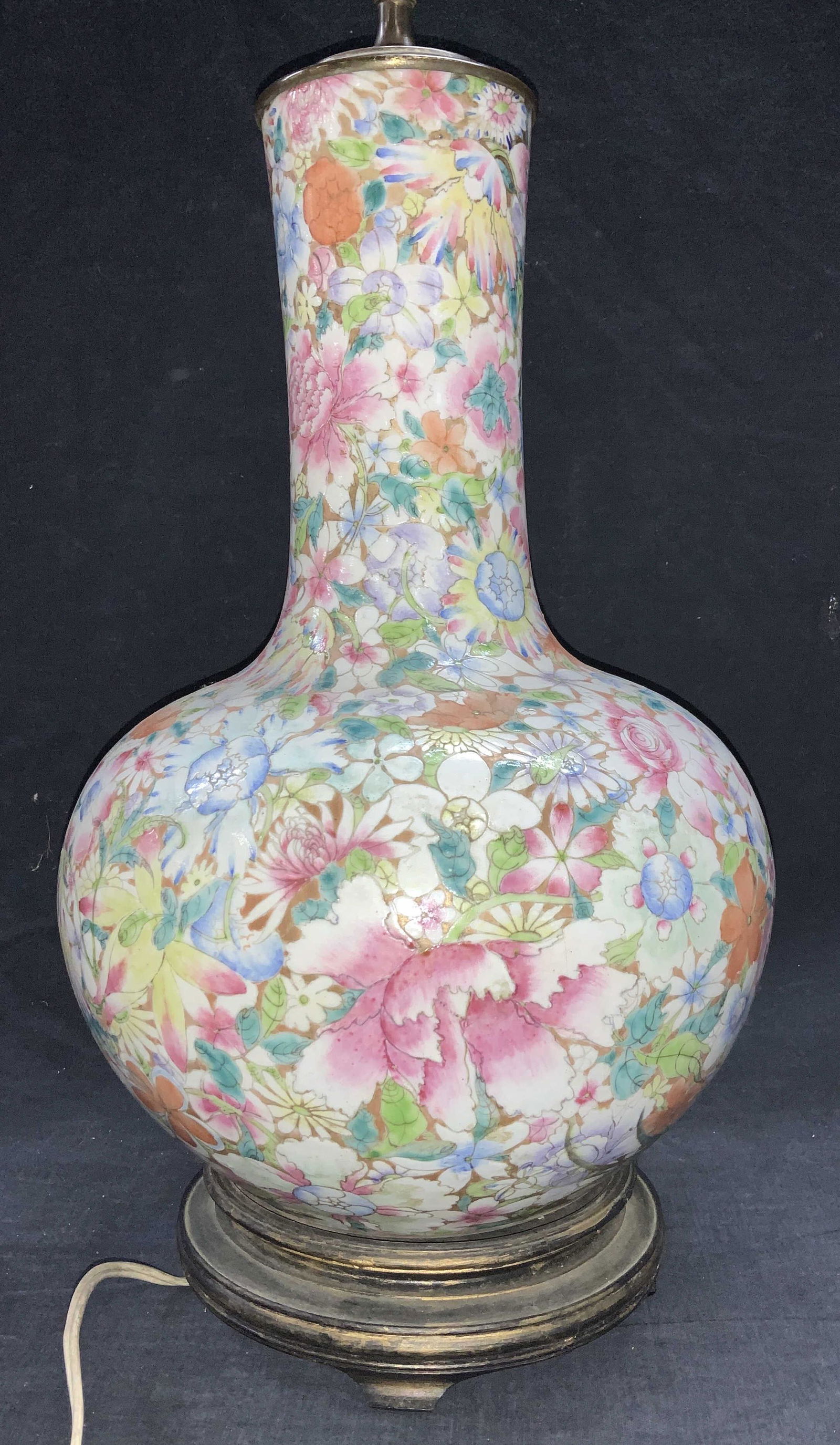 Heavy Asian Chinoiserie Vtg Porcelain Lamp (1 of 6)