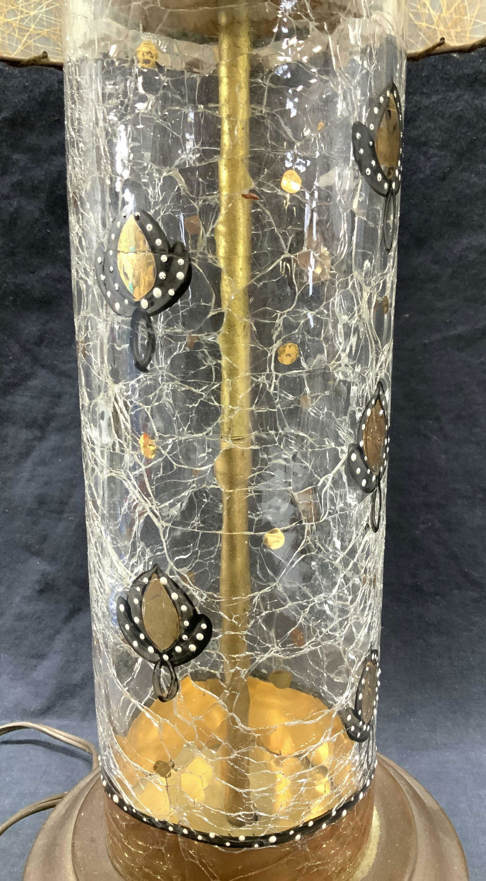 MC Modern Crackle Glass Lamp w Parchment Shade (1 of 9)