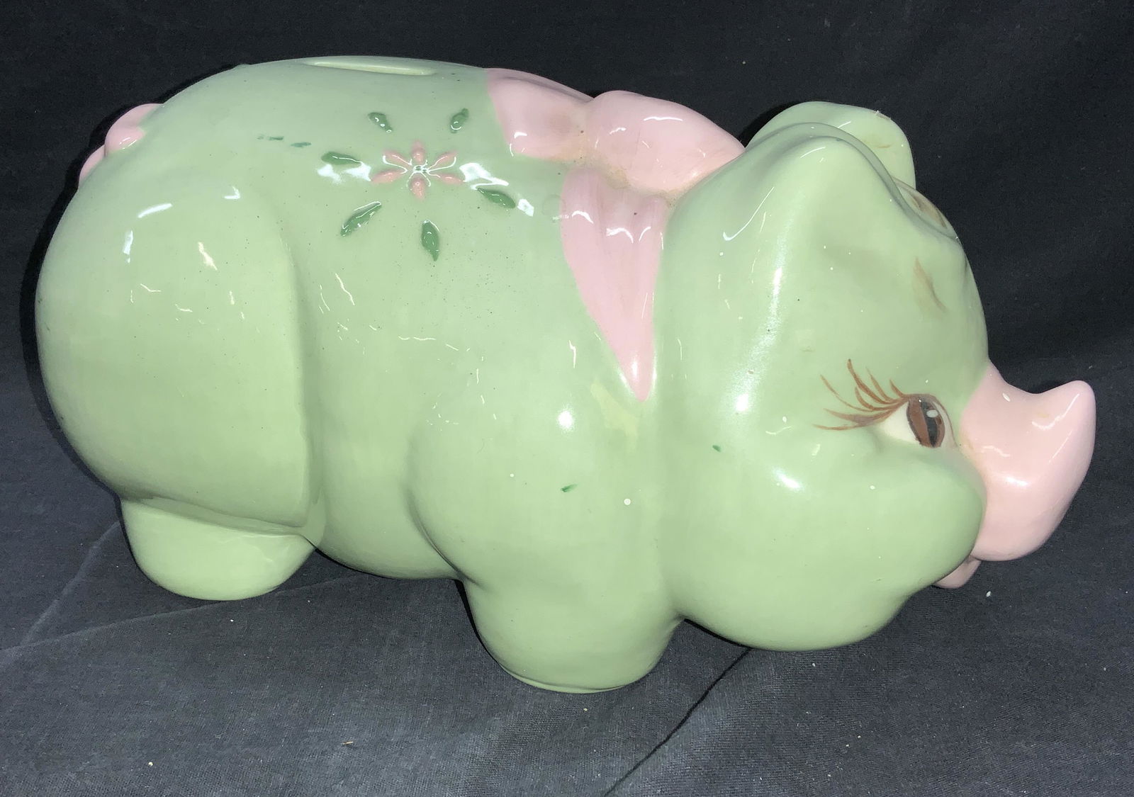 Mid Century Glazed Ceramic Piggy Bank, 1965 Sgn (1 of 7)