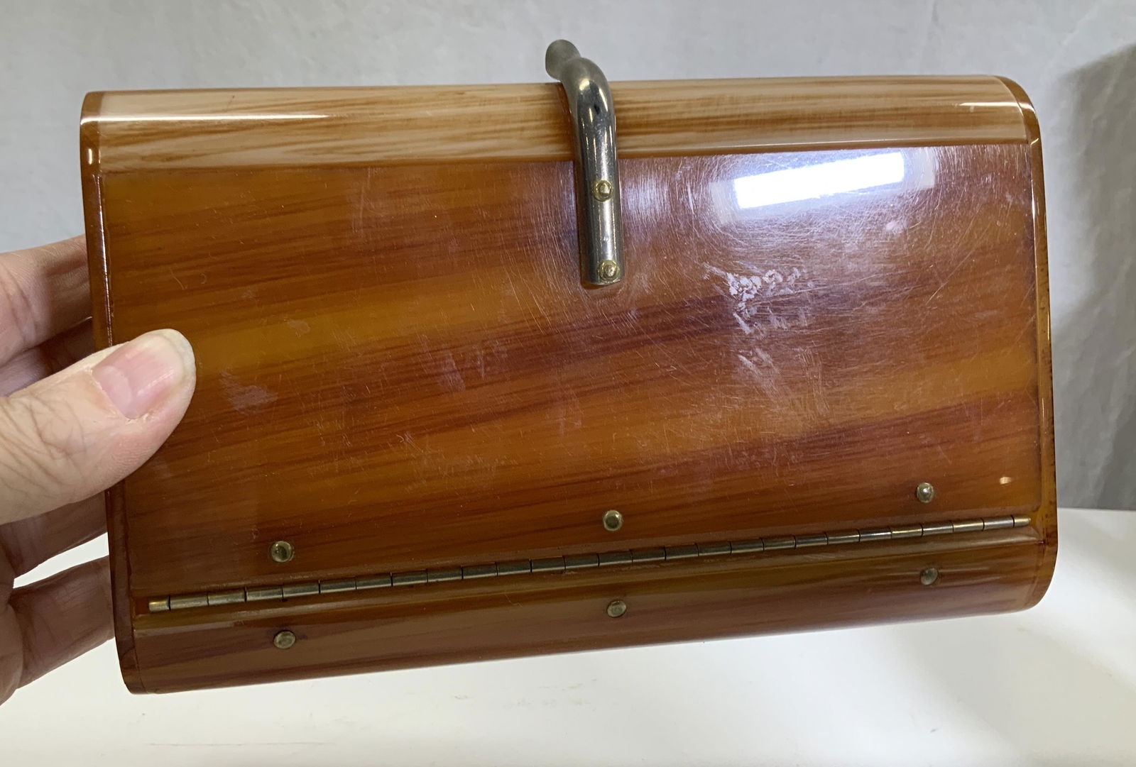 Mid Century Hard Case Bakelite Clutch (1 of 6)