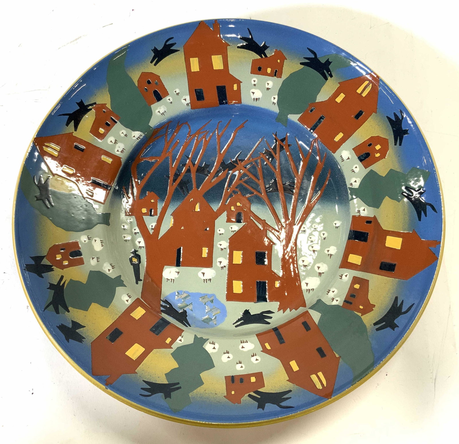 Painted Ceramic Centerpiece Bowl (1 of 9)