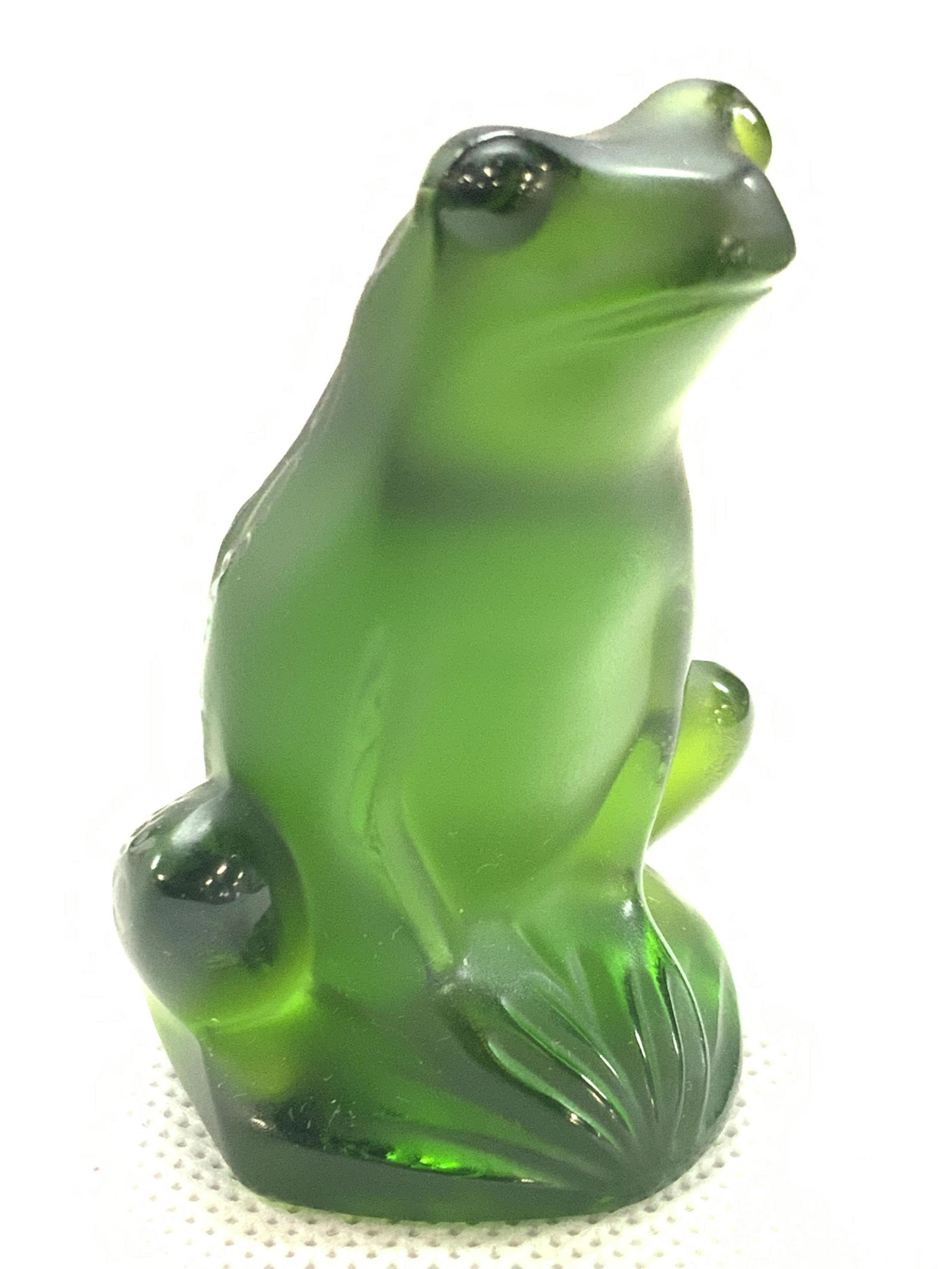 LALIQUE Signed Emerald Crystal Frog Figurine (1 of 9)