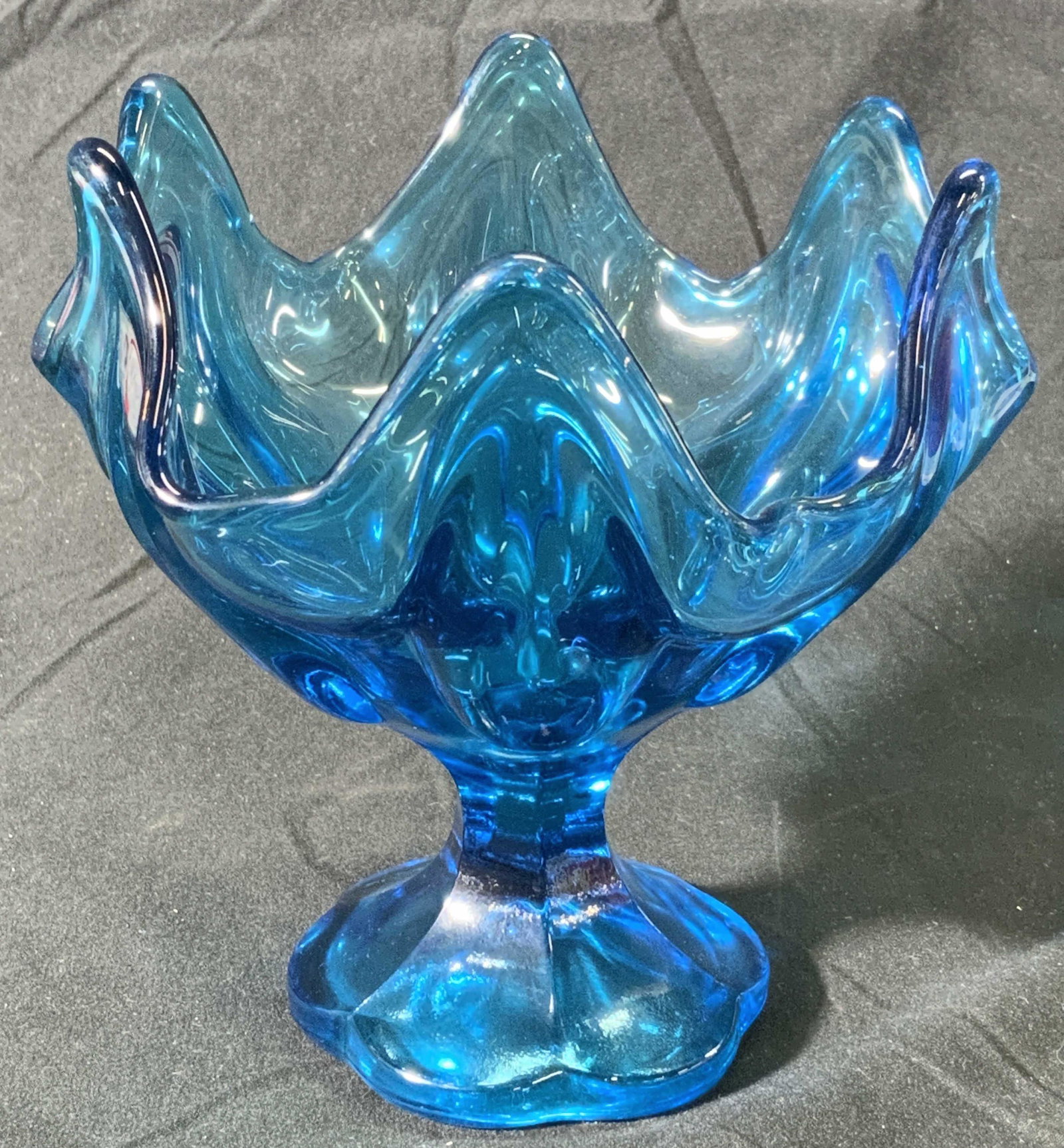 Blue Pressed Glass Footed Candy Dish (1 of 4)