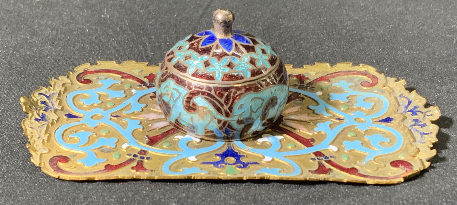 Lot 2 Vintage Cloisonne Pill Box & Tray (1 of 6)