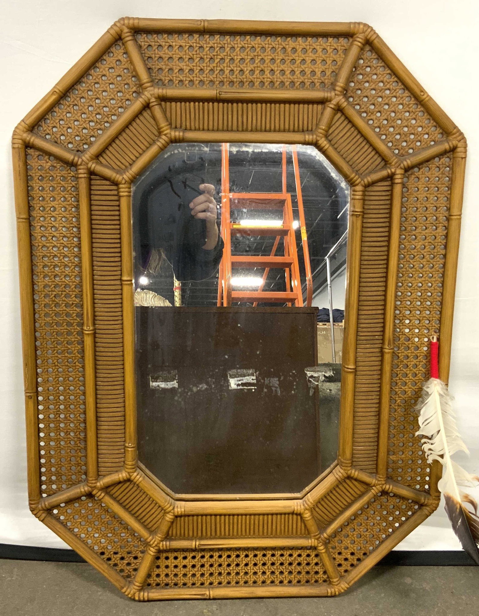 Vintage Octagonal Rattan Style Wall Mirror (1 of 8)