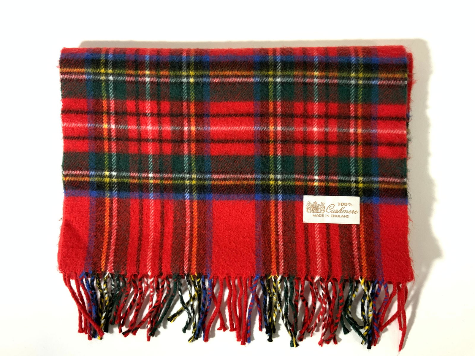 Red Plaid Cashmere Scarf, England (1 of 4)