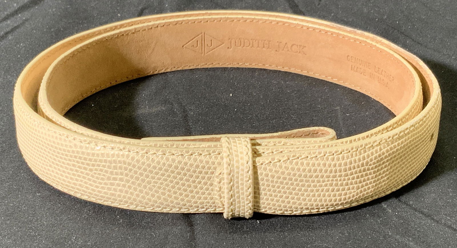 JUDITH JACK Beige Lizard Leather Belt (1 of 5)