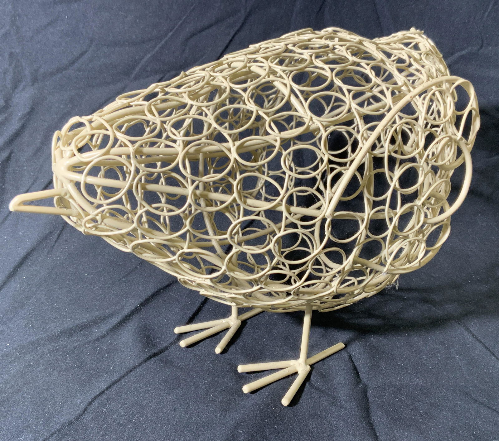 Cream Tined Wire Bird Sculpture Basket (1 of 5)