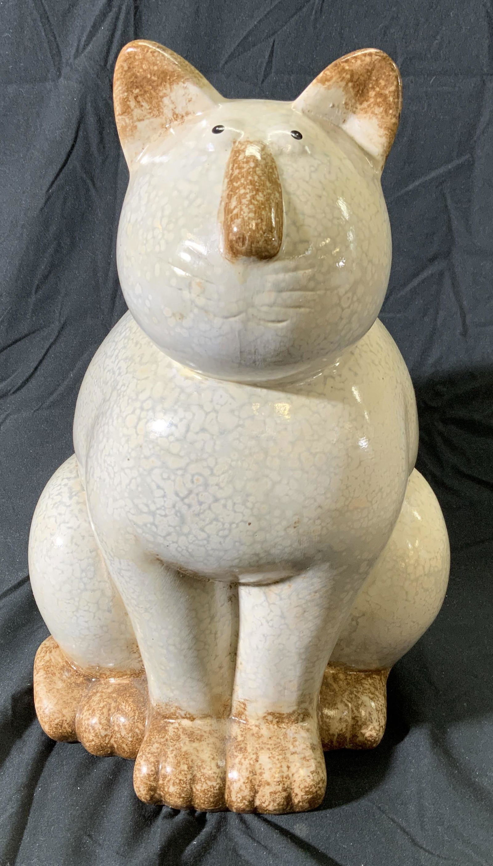 Cream & Beige Toned Ceramic Cat Figurine (1 of 5)