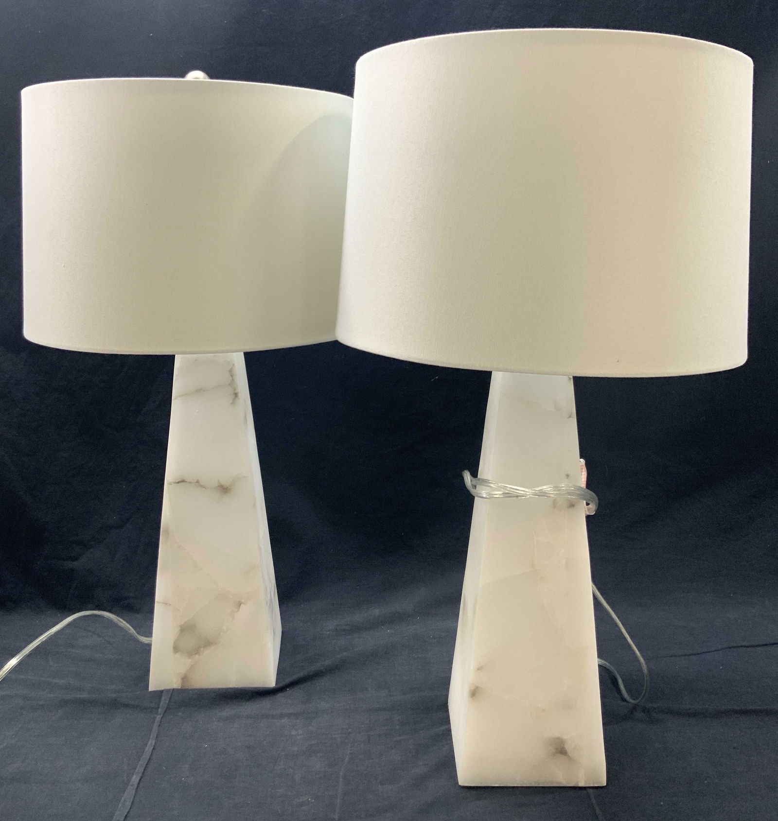 Pair Hollow Natural Stone MCM Table Lamps (1 of 10)