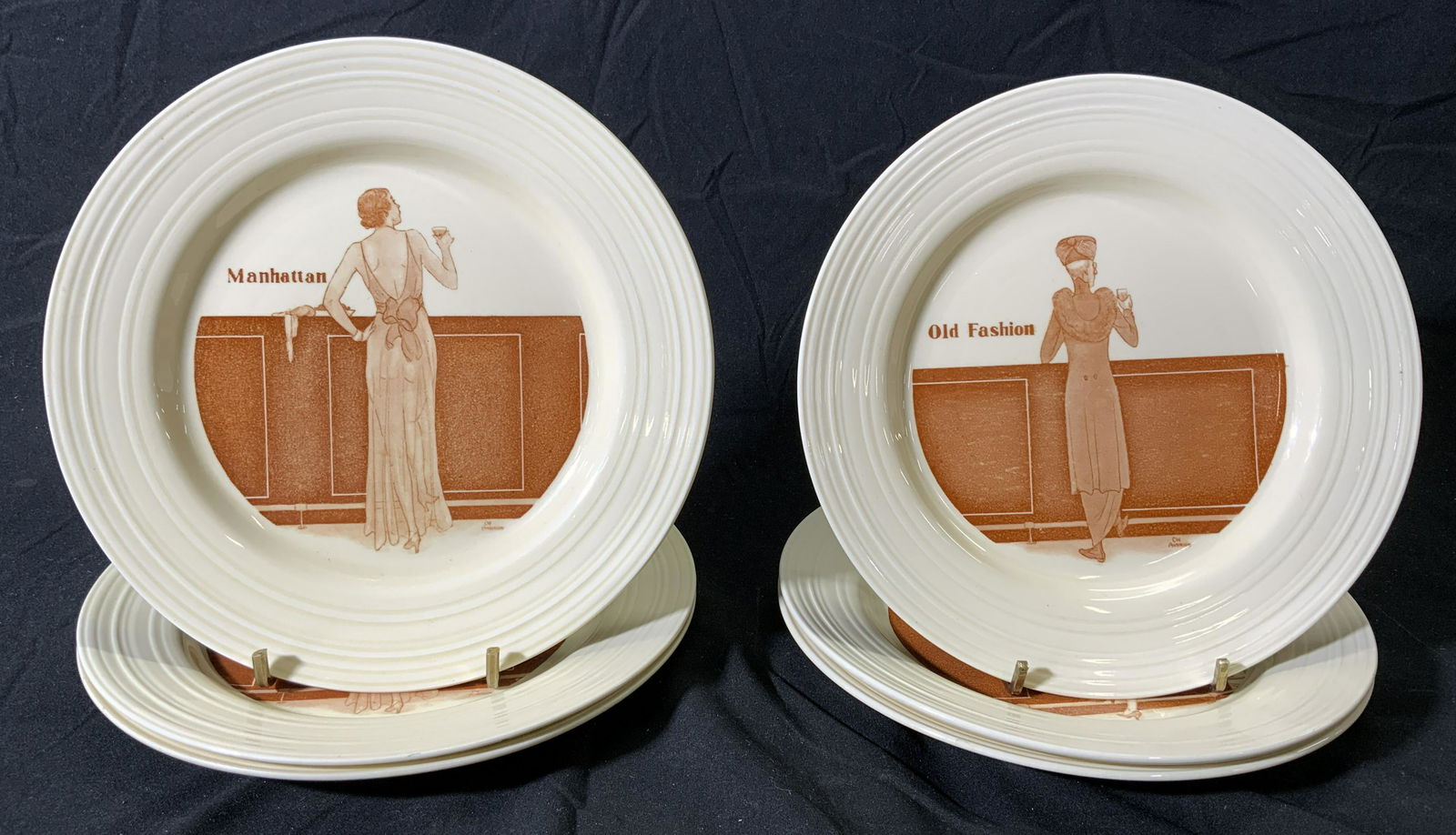 Set 6 CROWN DUCAL Art Deco Cocktail Plates (1 of 4)