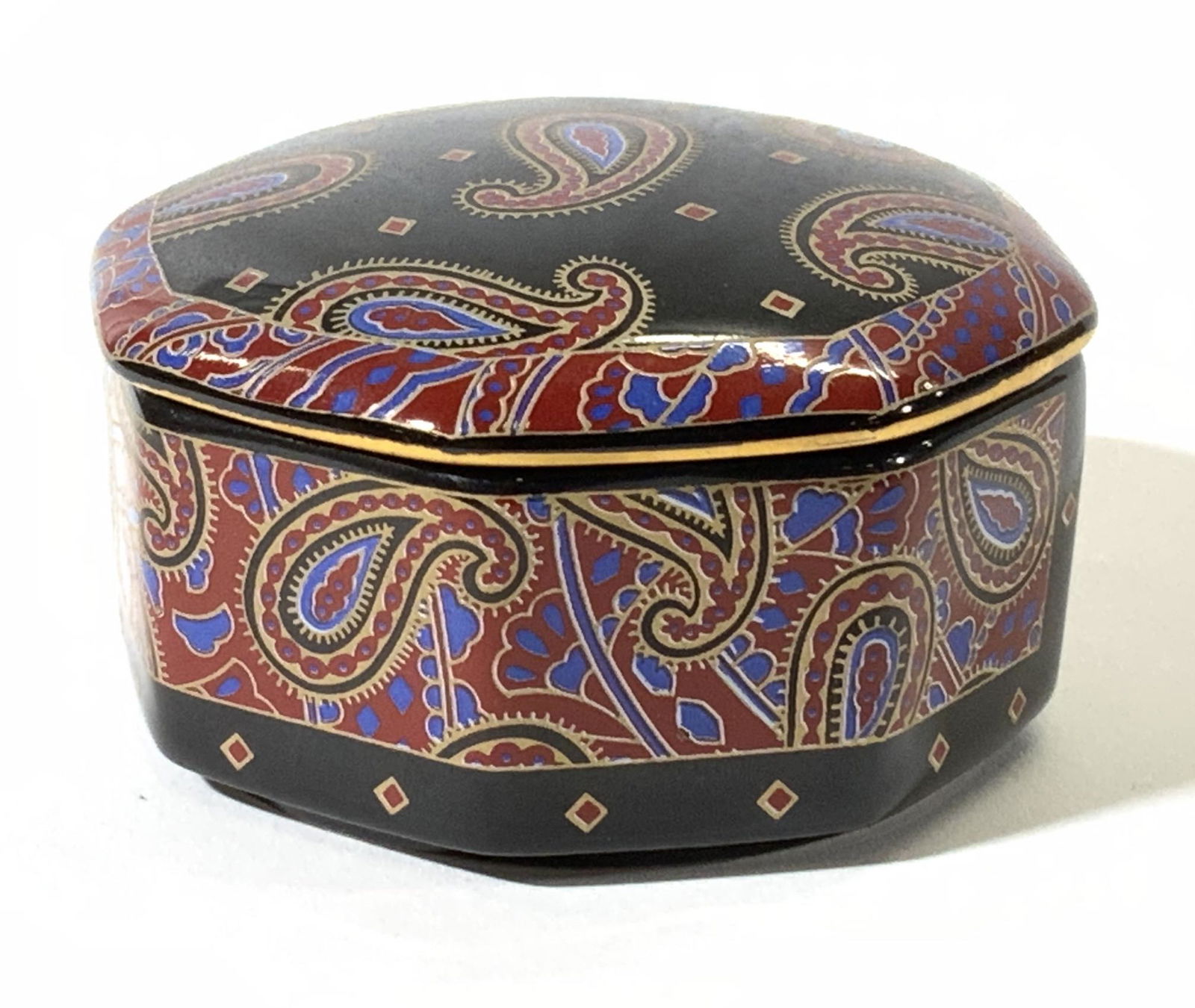 OTAGIRI Black Multi Paisley Porcelain Trinket Box (1 of 4)