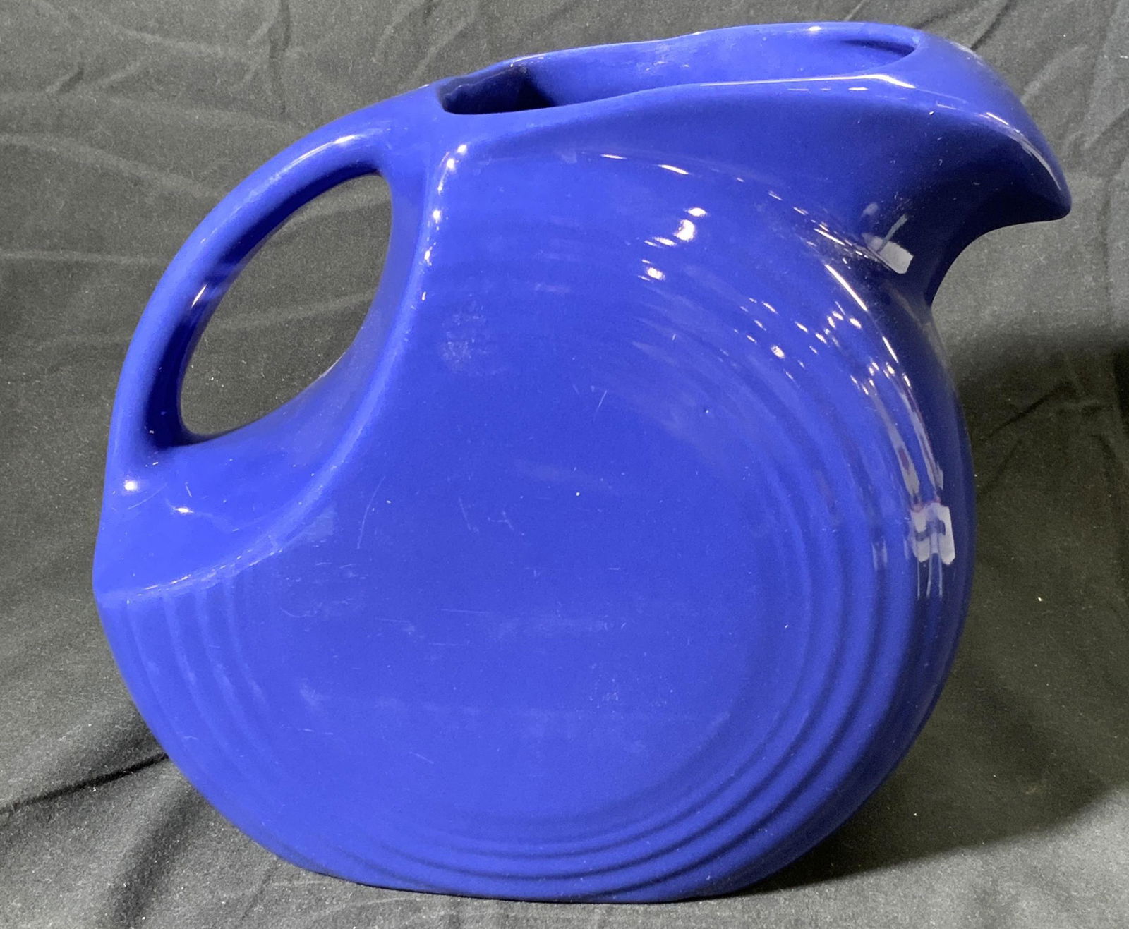 Vintage FIESTA Blue Ceramic Disc Pitcher (1 of 4)