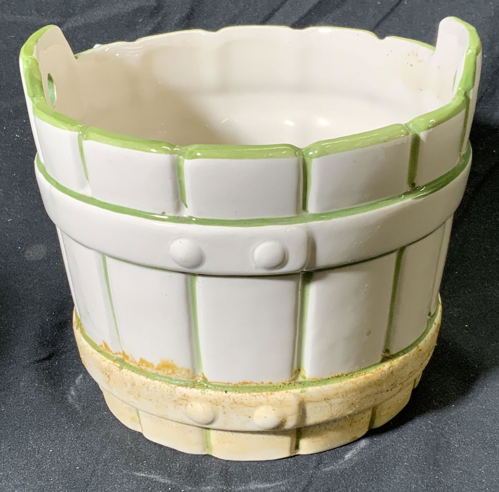 Signed Ceramic Basket Motif Cachepot (1 of 4)