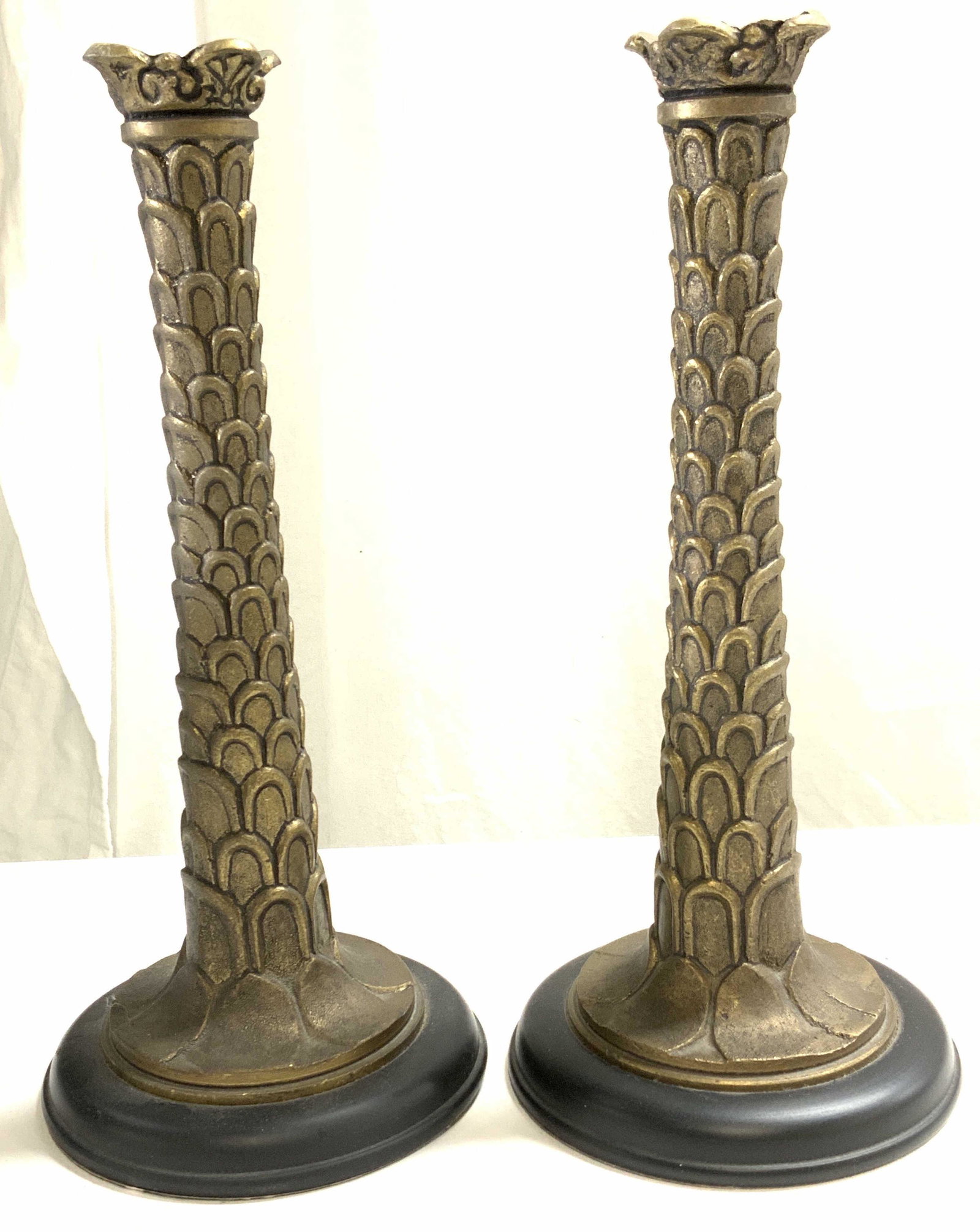 Pair Brass Palm Tree Candlesticks (1 of 5)